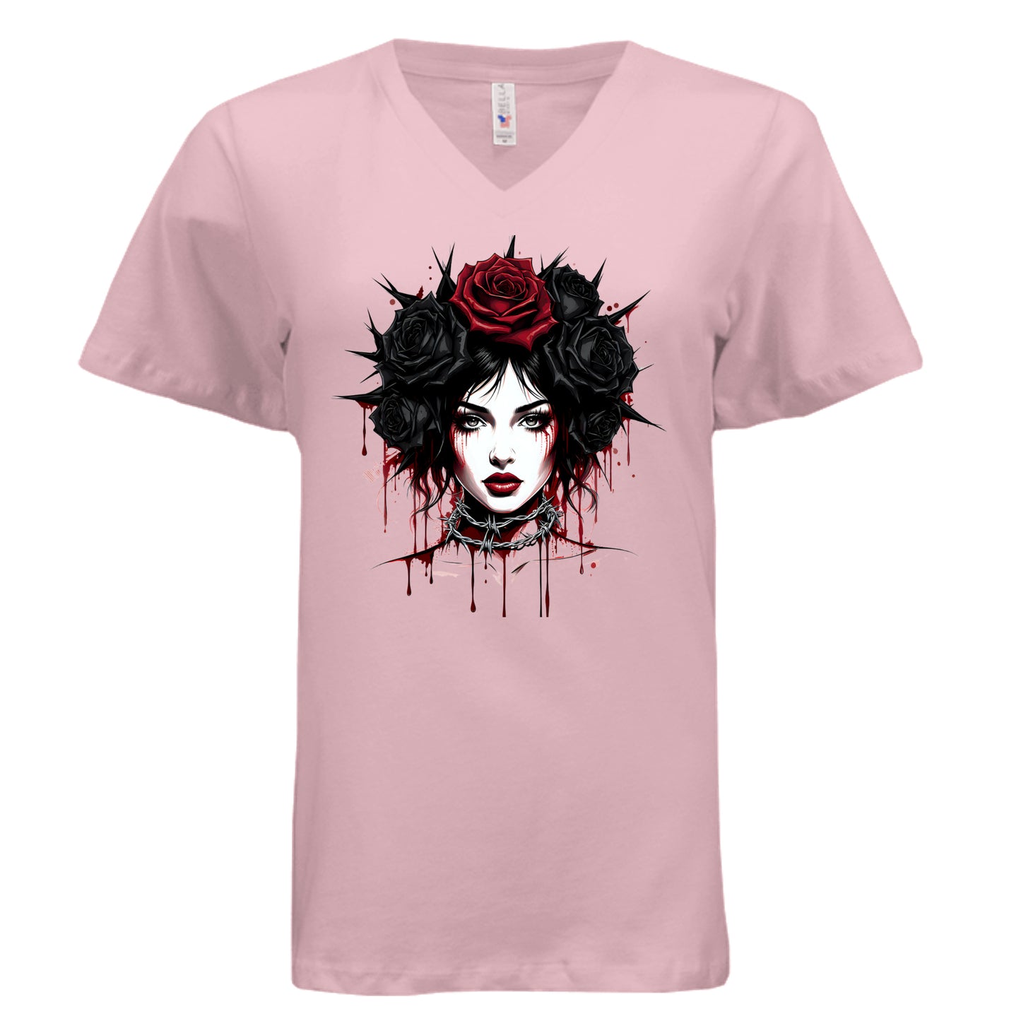 Misfit Mindset Outsider V-Neck - Gothic v-neck t-shirt with outsider design
