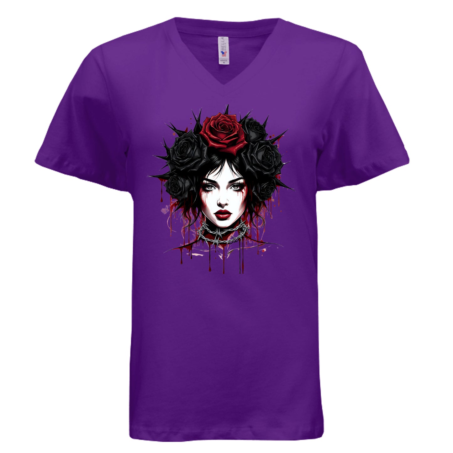 Misfit Mindset Outsider V-Neck - Gothic v-neck t-shirt with outsider design