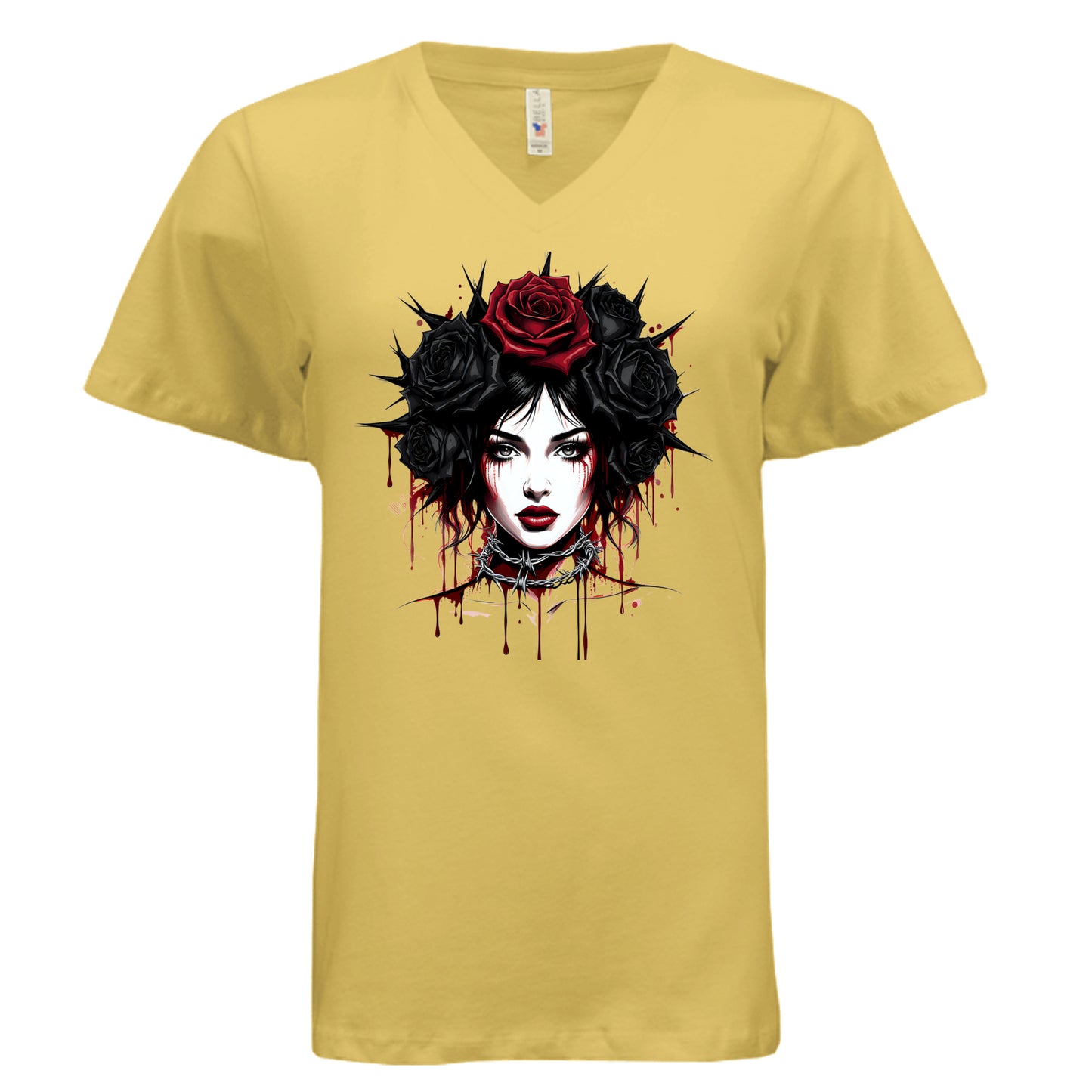 Misfit Mindset Outsider V-Neck - Gothic v-neck t-shirt with outsider design