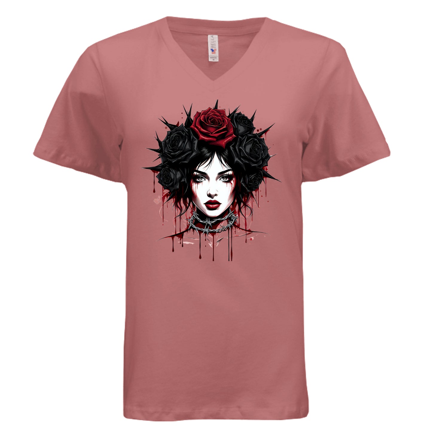 Misfit Mindset Outsider V-Neck - Gothic v-neck t-shirt with outsider design