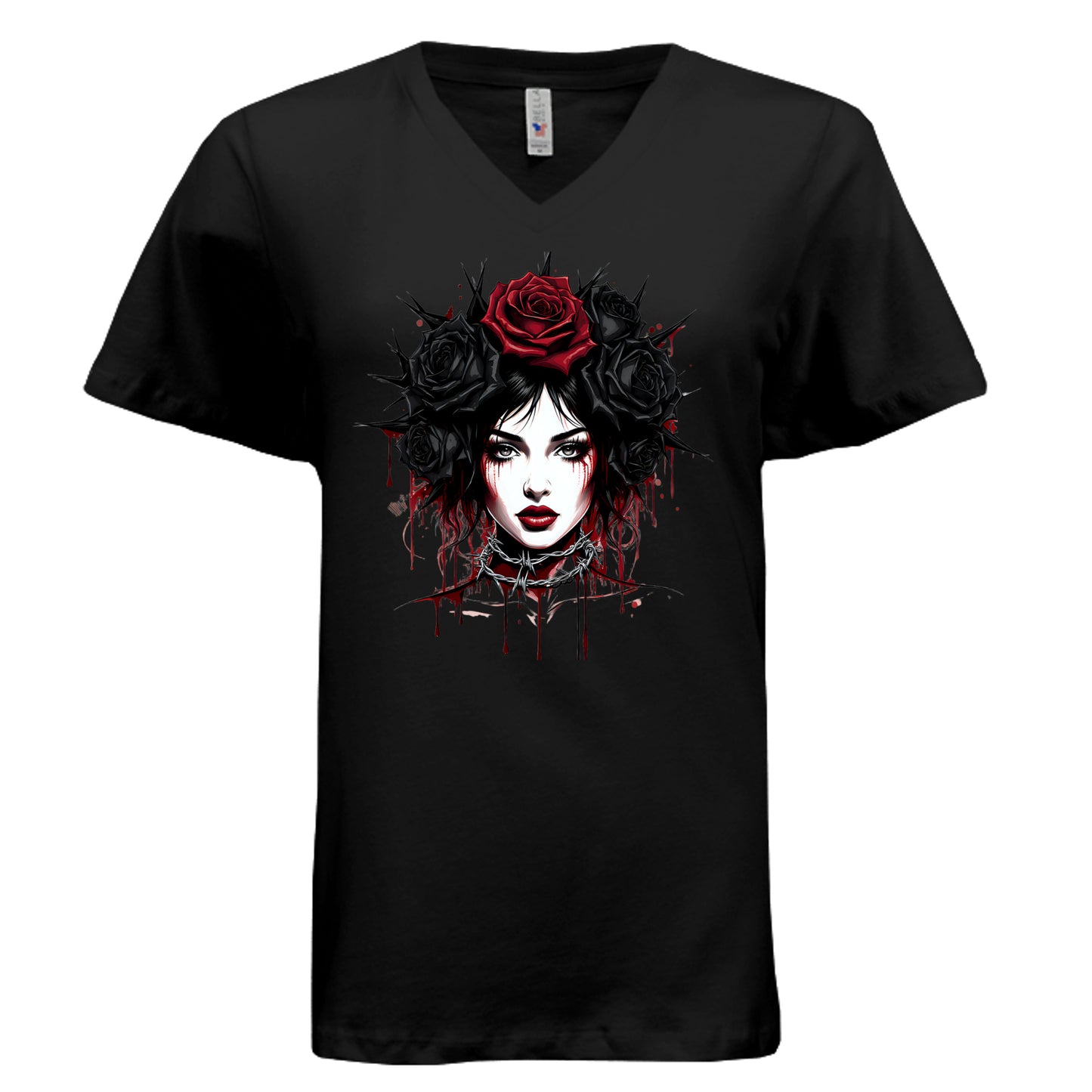 Misfit Mindset Outsider V-Neck - Gothic v-neck t-shirt with outsider design