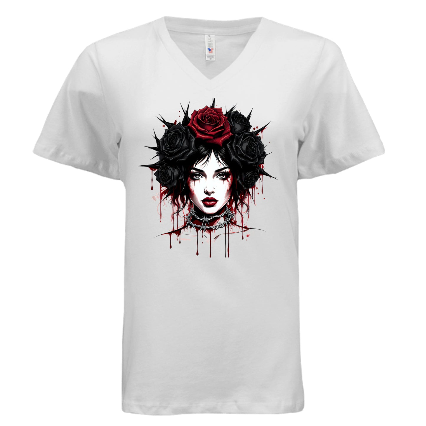 Misfit Mindset Outsider V-Neck - Gothic v-neck t-shirt with outsider design