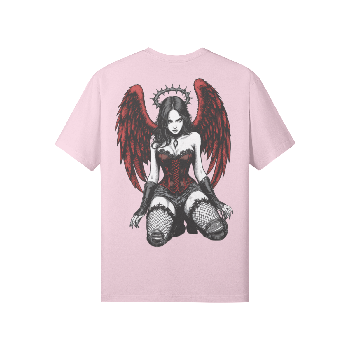 Misfit Mindset The Fallen Tee - Gothic dark angel design on black t-shirt