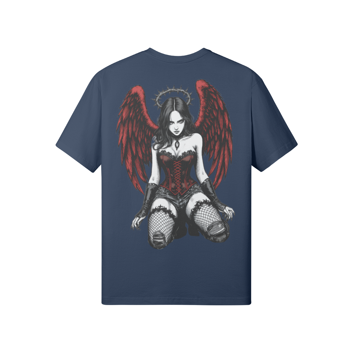 Misfit Mindset The Fallen Tee - Gothic dark angel design on black t-shirt