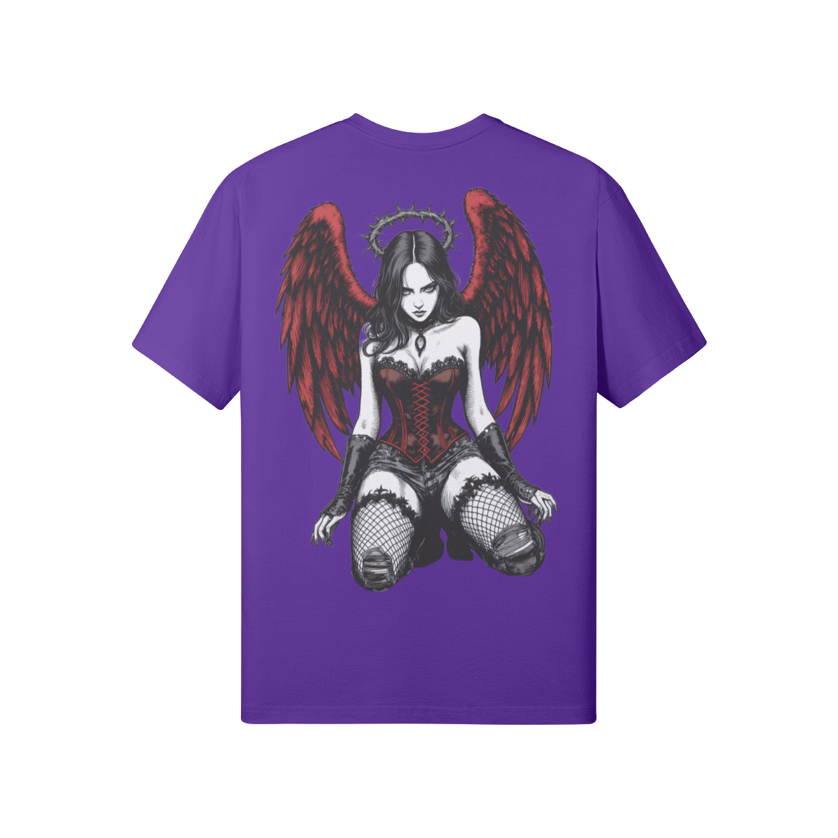 Misfit Mindset The Fallen Tee - Gothic dark angel design on black t-shirt
