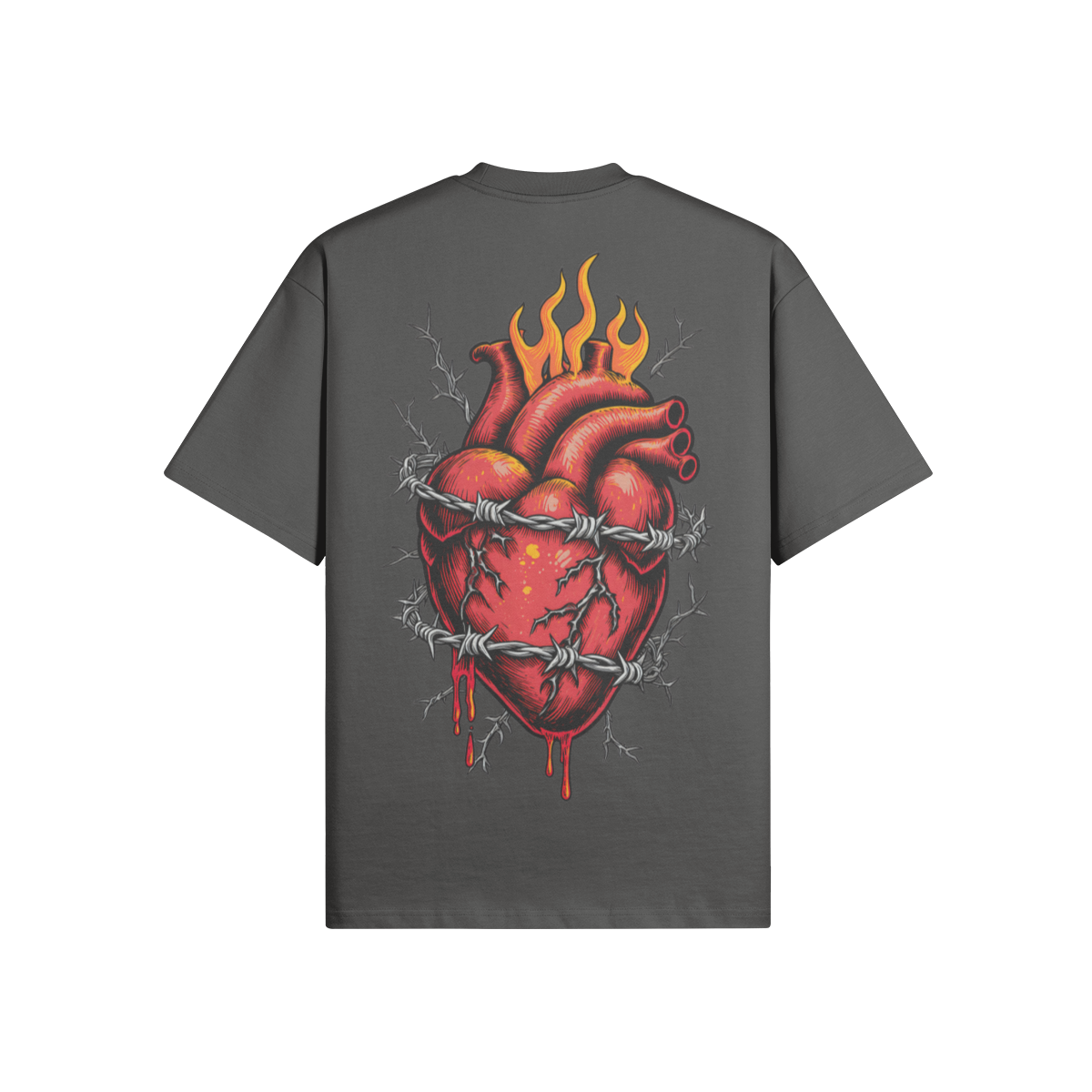 Misfit Mindset Sacred Heart Tee - Gothic sacred heart design on black t-shirt