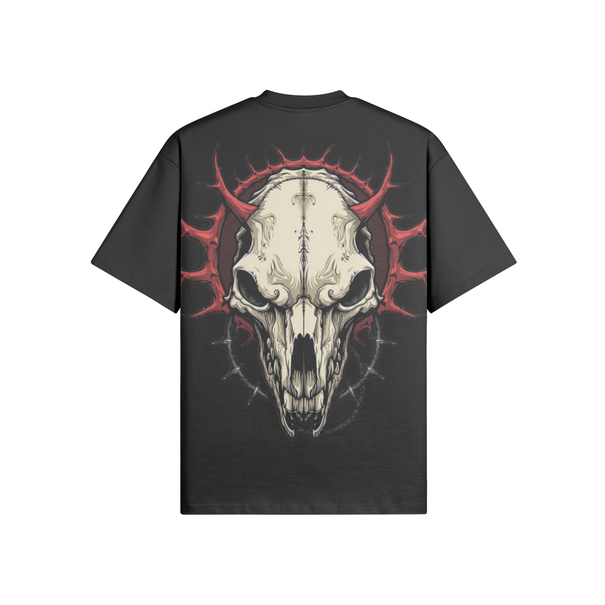 Misfit Mindset Wolf Skull Tee - Gothic wolf skull design on black t-shirt