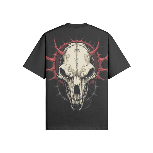Misfit Mindset Wolf Skull Tee - Gothic wolf skull design on black t-shirt