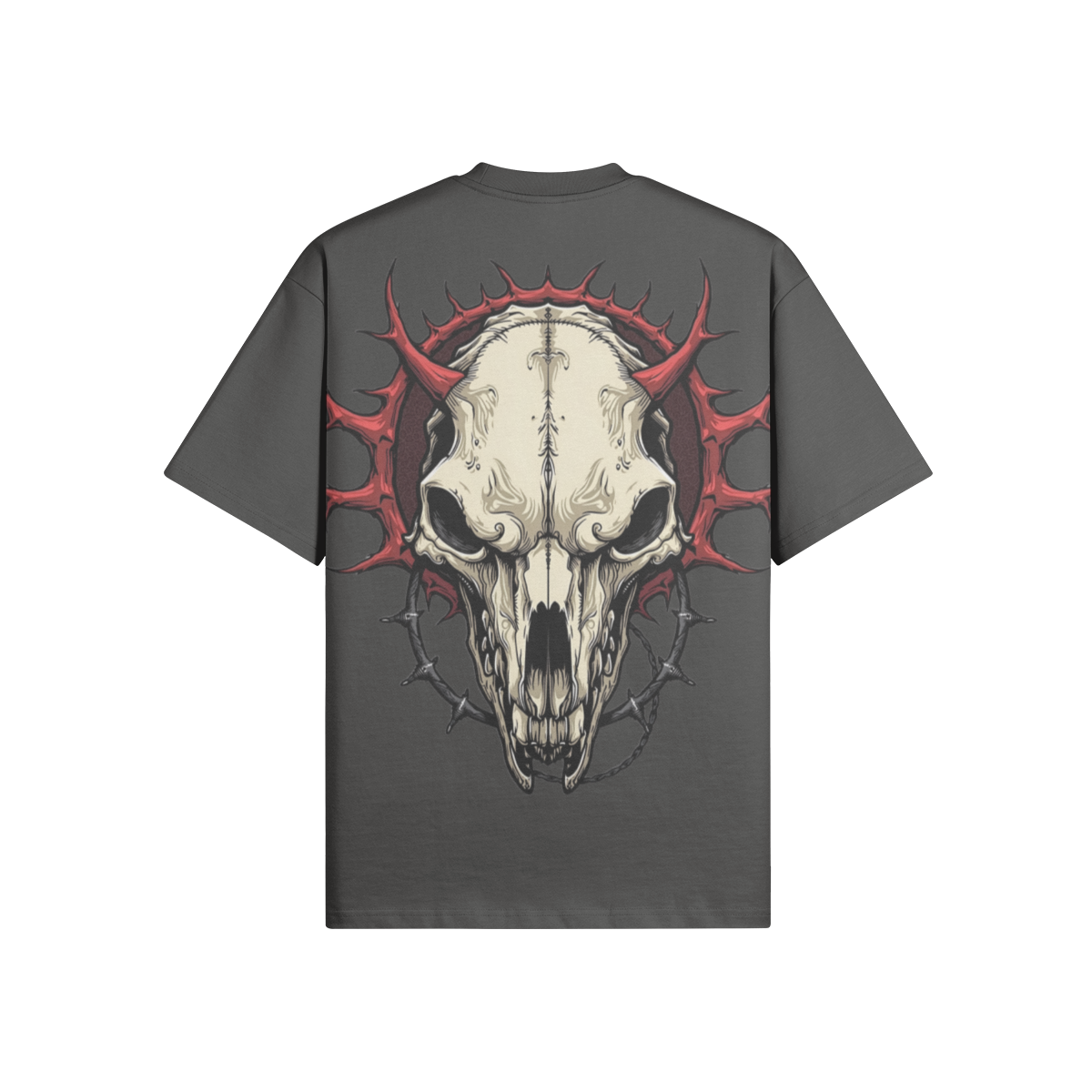 Misfit Mindset Wolf Skull Tee - Gothic wolf skull design on black t-shirt