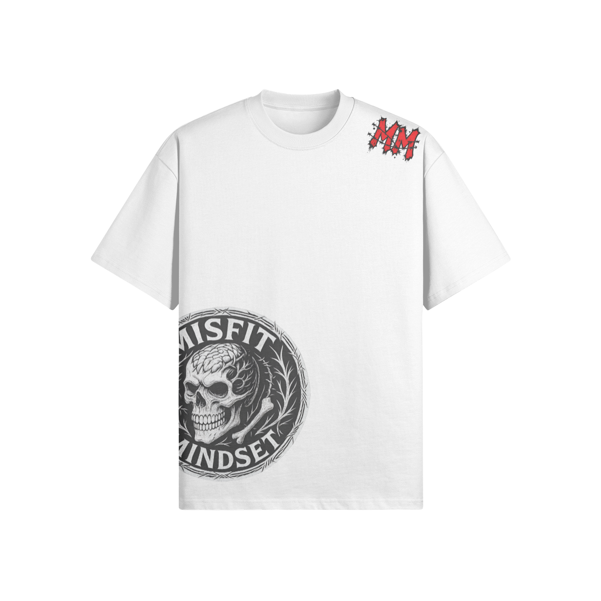 Misfit Mindset Bones and Bloom Tee - Gothic floral skeleton on black t-shirt