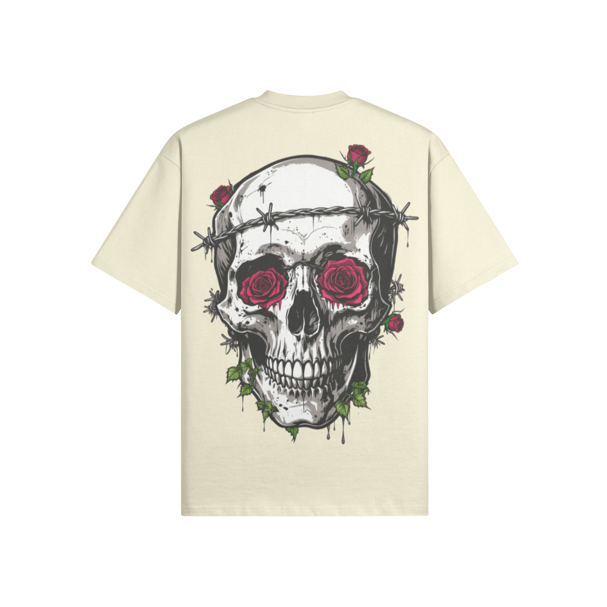 Misfit Mindset Bones and Bloom Tee - Gothic floral skeleton on black t-shirt