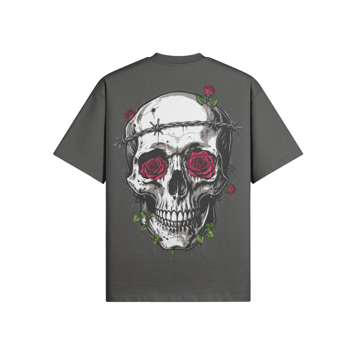 Misfit Mindset Bones and Bloom Tee - Gothic floral skeleton on black t-shirt