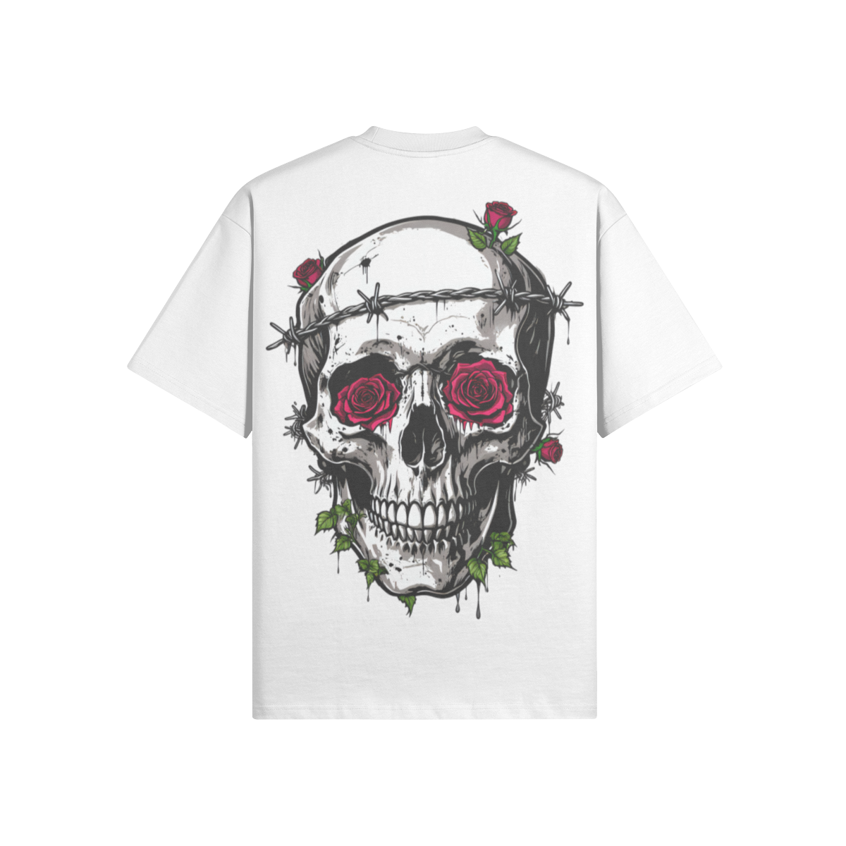 Misfit Mindset Bones and Bloom Tee - Gothic floral skeleton on black t-shirt