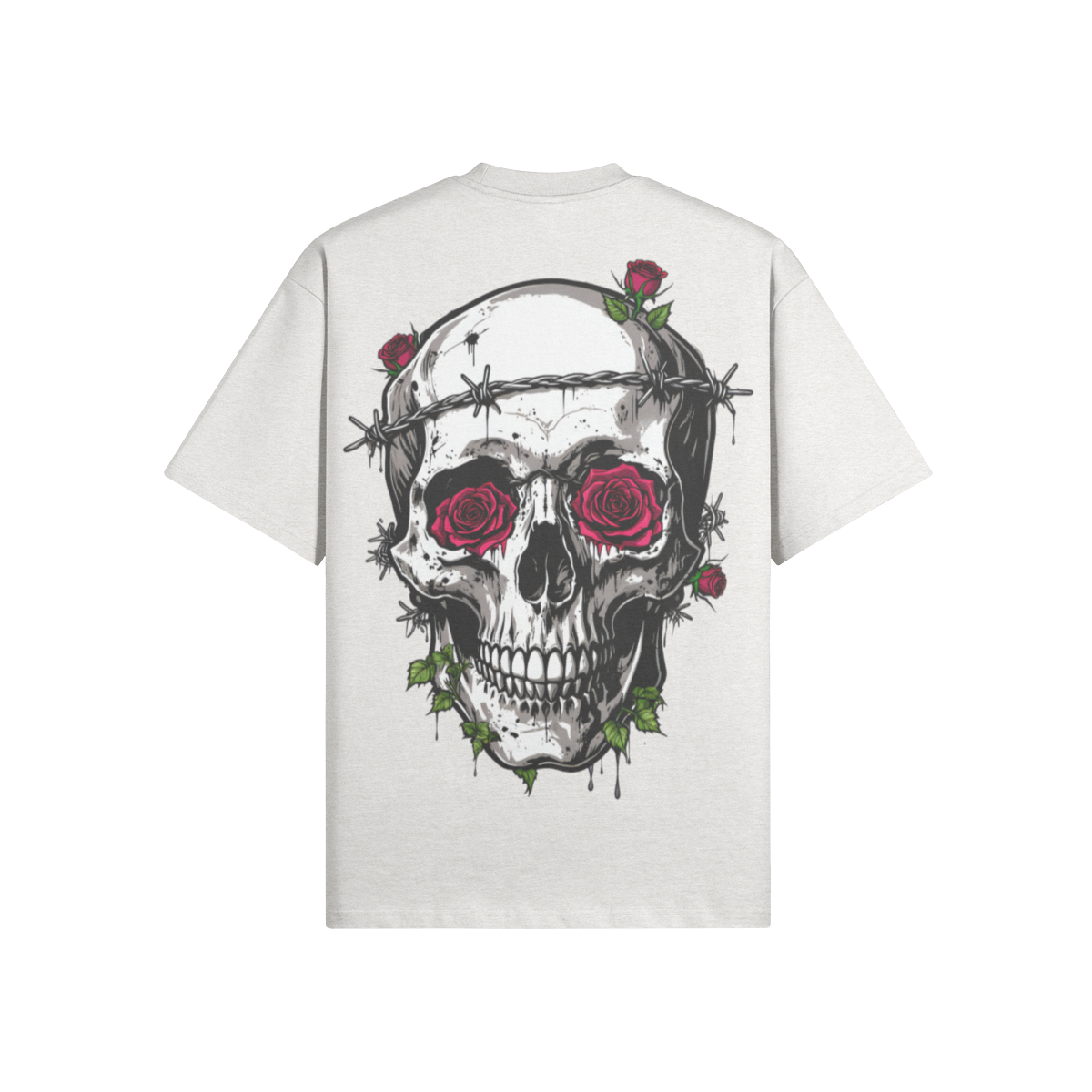 Misfit Mindset Bones and Bloom Tee - Gothic floral skeleton on black t-shirt