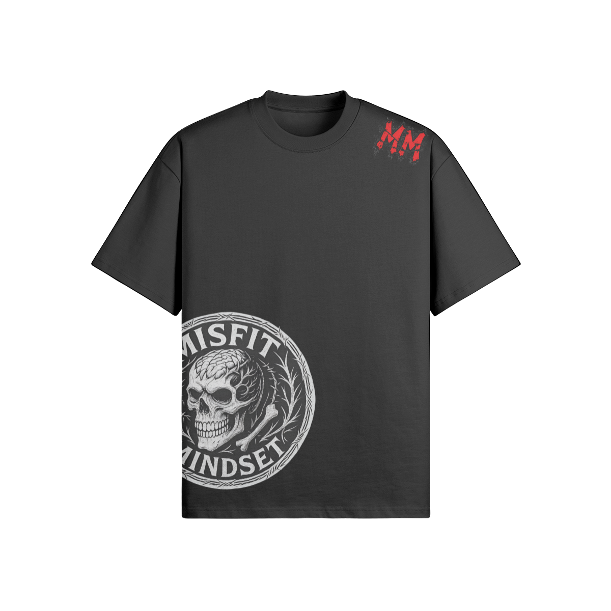 Misfit Mindset Bones and Bloom Tee - Gothic floral skeleton on black t-shirt