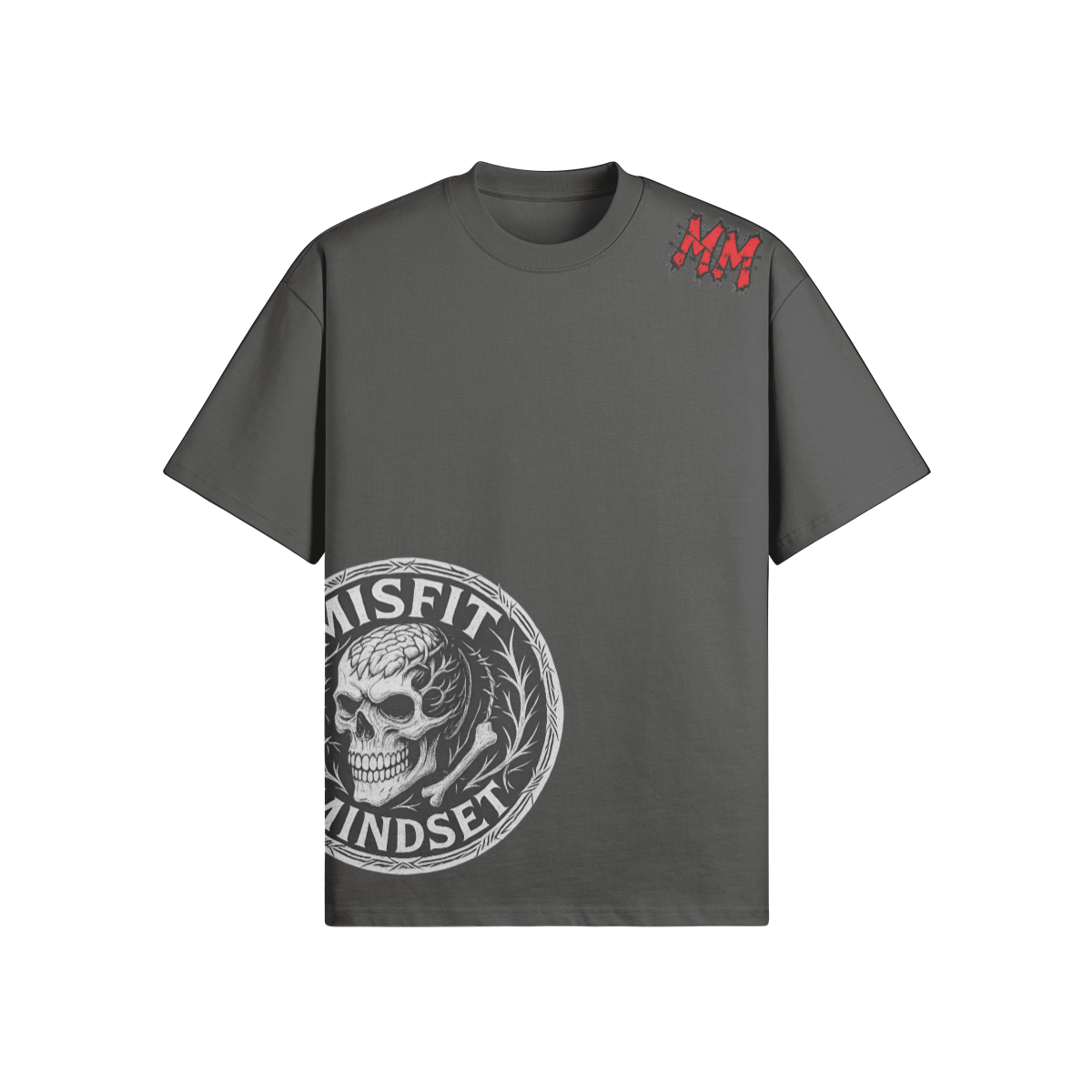 Misfit Mindset Bones and Bloom Tee - Gothic floral skeleton on black t-shirt