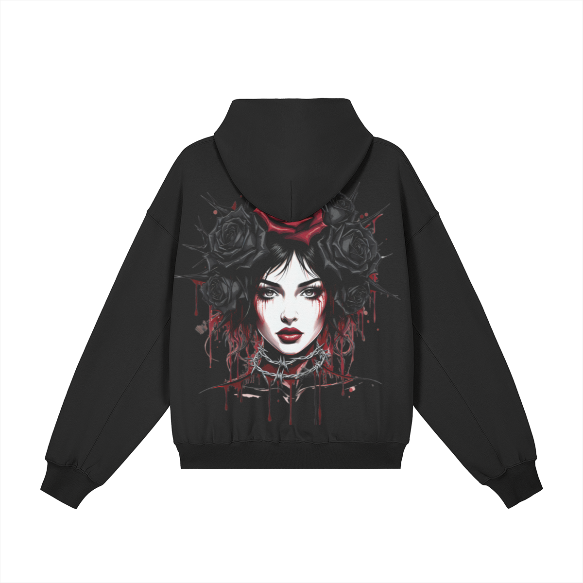 Misfit Mindset Outsider Hoodie - Gothic minimal hoodie with snap button collar