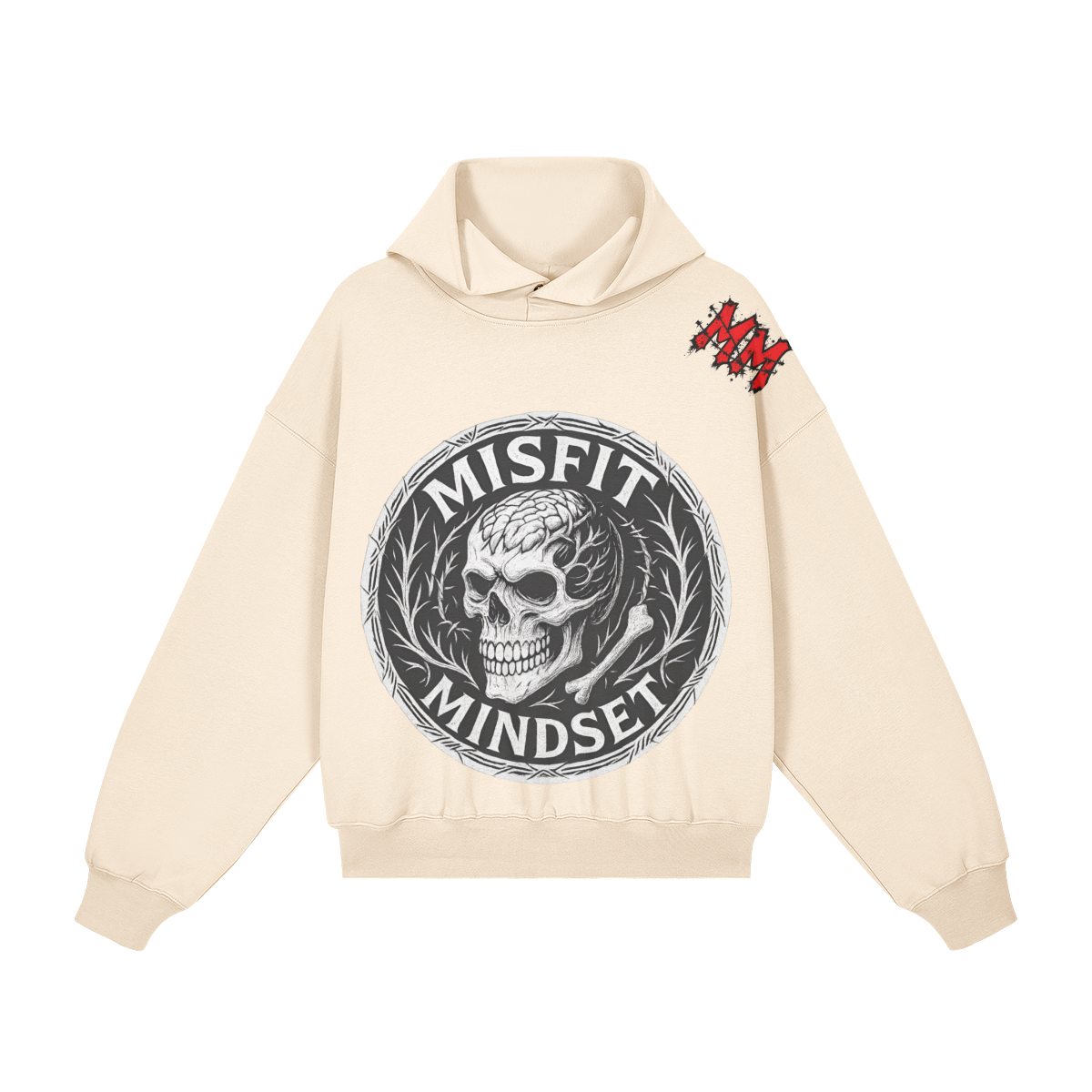 Misfit Mindset Outsider Hoodie - Gothic minimal hoodie with snap button collar