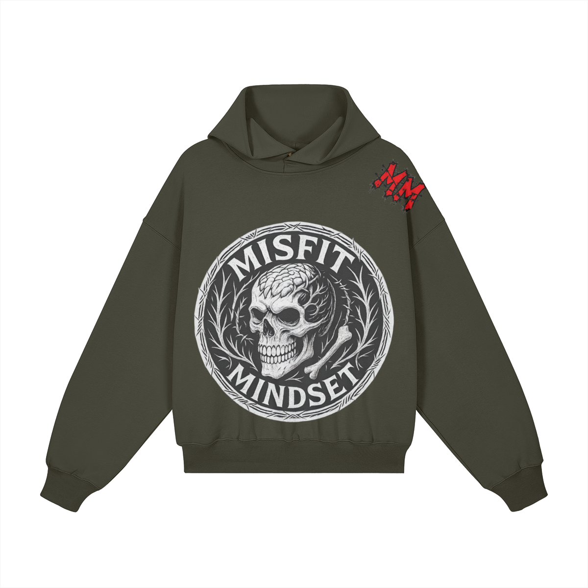 Misfit Mindset Outsider Hoodie - Gothic minimal hoodie with snap button collar