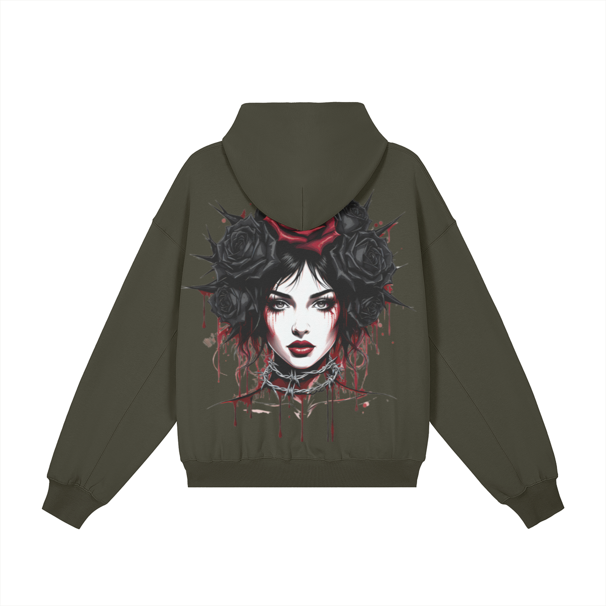Misfit Mindset Outsider Hoodie - Gothic minimal hoodie with snap button collar