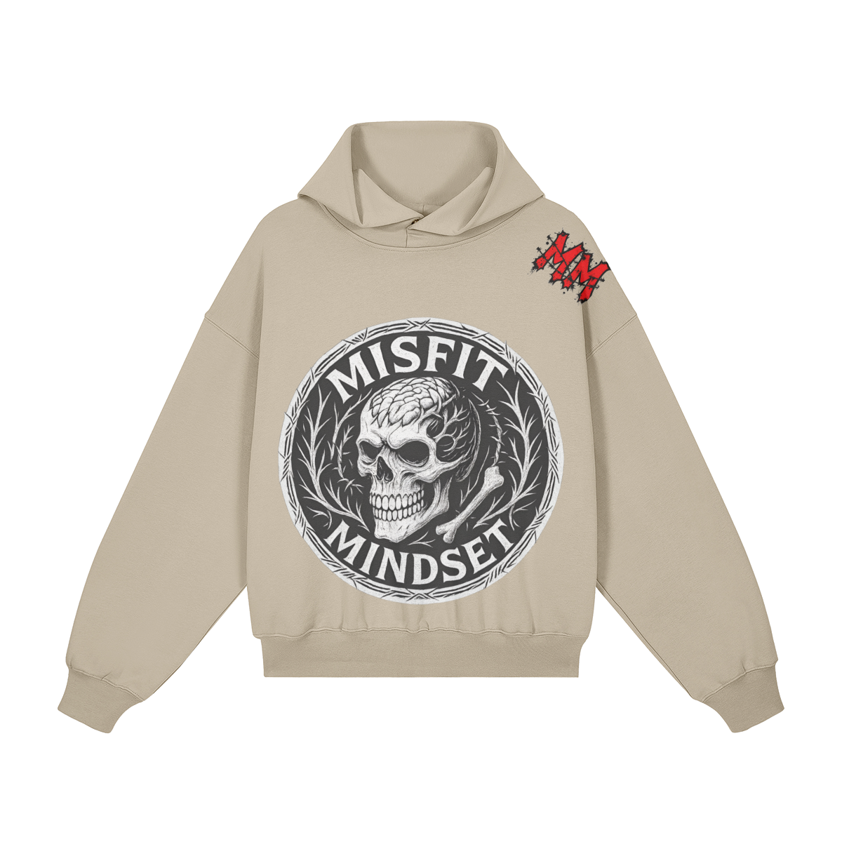 Misfit Mindset Outsider Hoodie - Gothic minimal hoodie with snap button collar