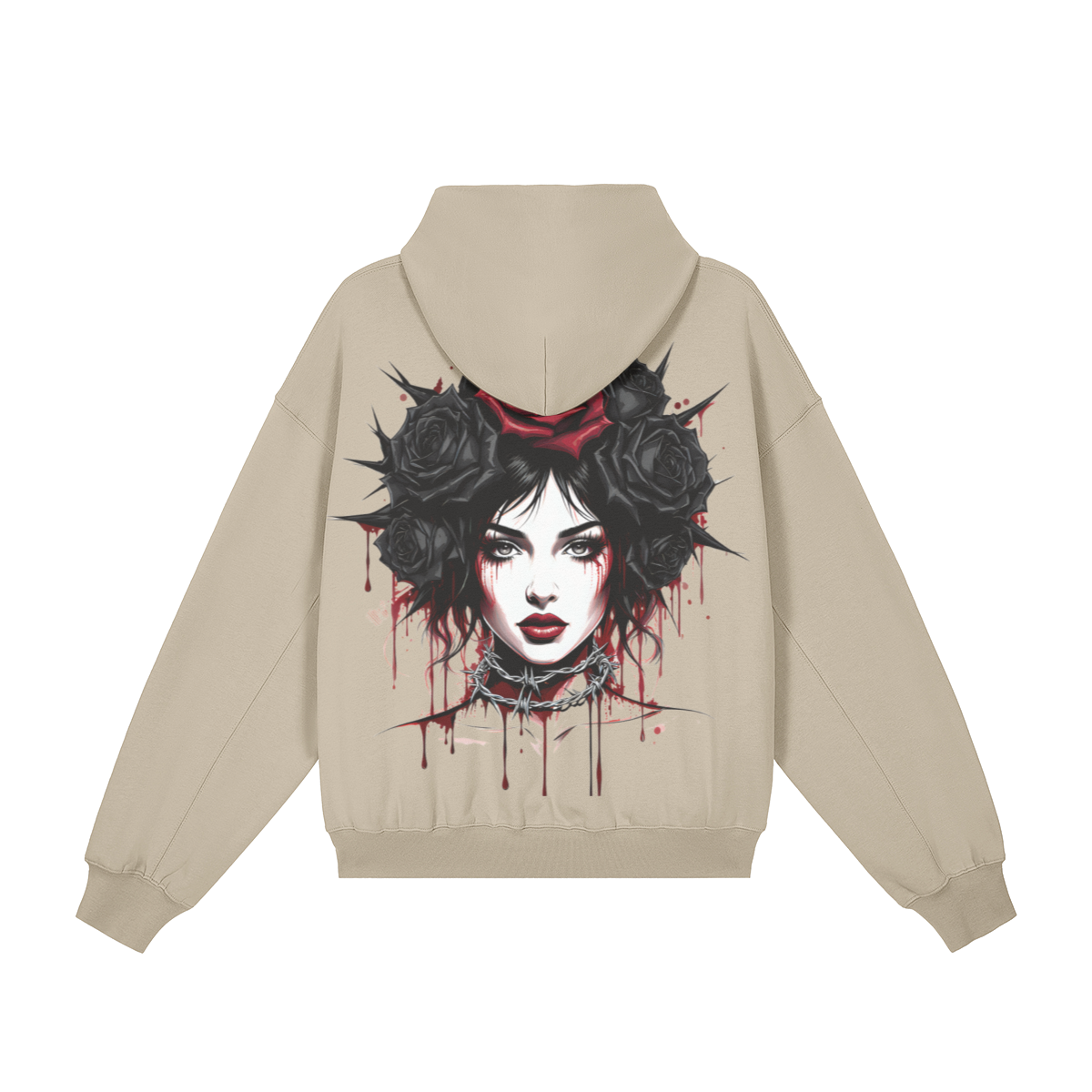 Misfit Mindset Outsider Hoodie - Gothic minimal hoodie with snap button collar