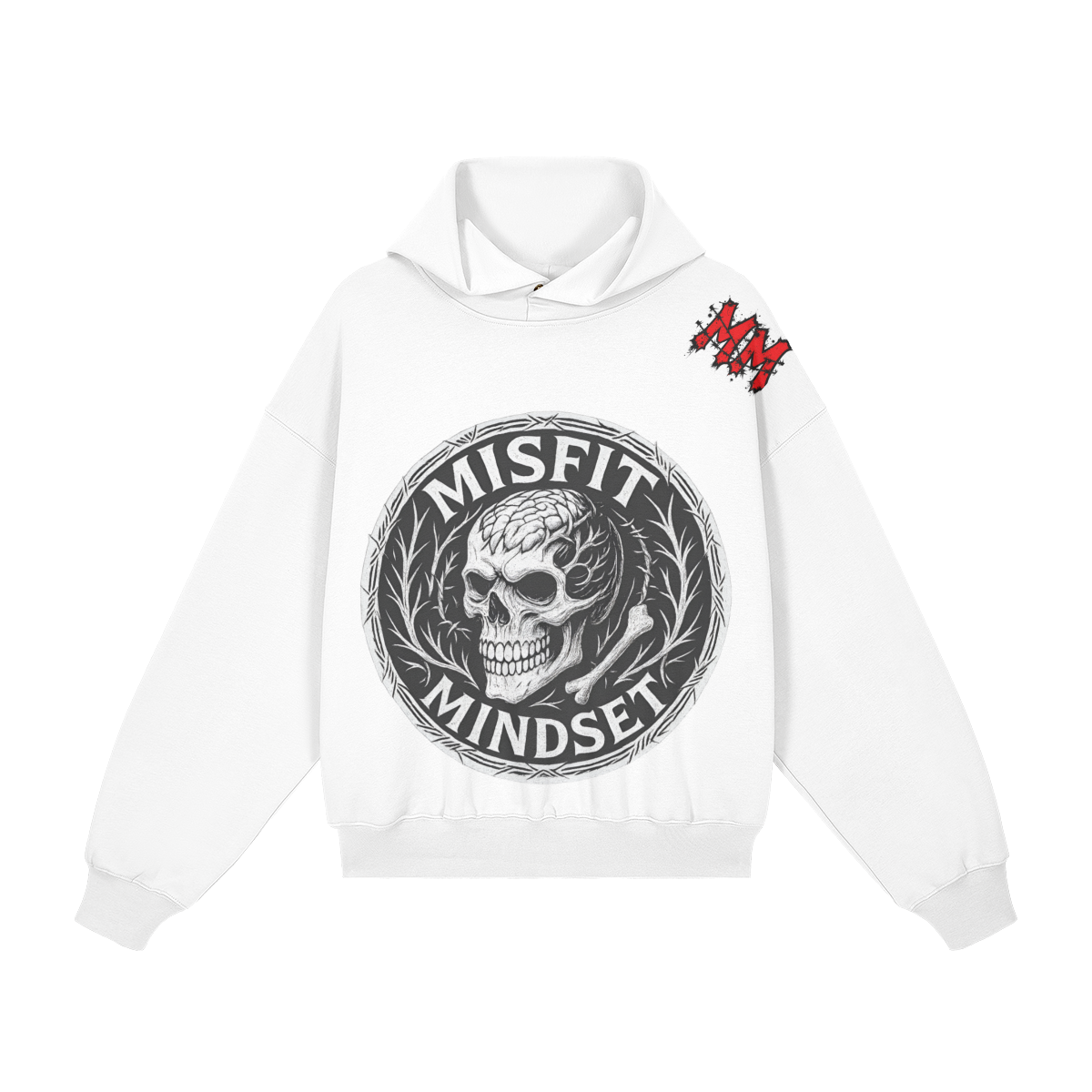 Misfit Mindset Outsider Hoodie - Gothic minimal hoodie with snap button collar