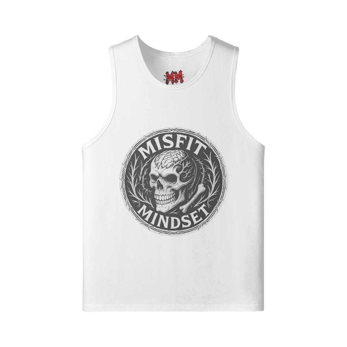 Misfit Mindset Women's Logo Tank Top - Black oversized muscle tank with logo