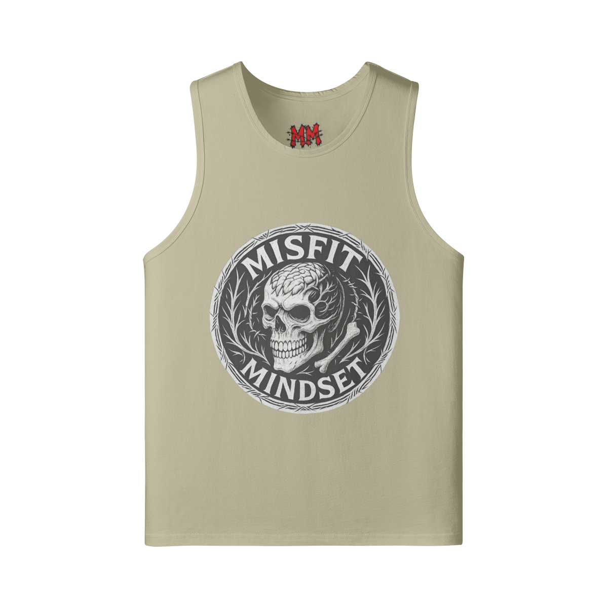 Misfit Mindset Women's Logo Tank Top - Black oversized muscle tank with logo