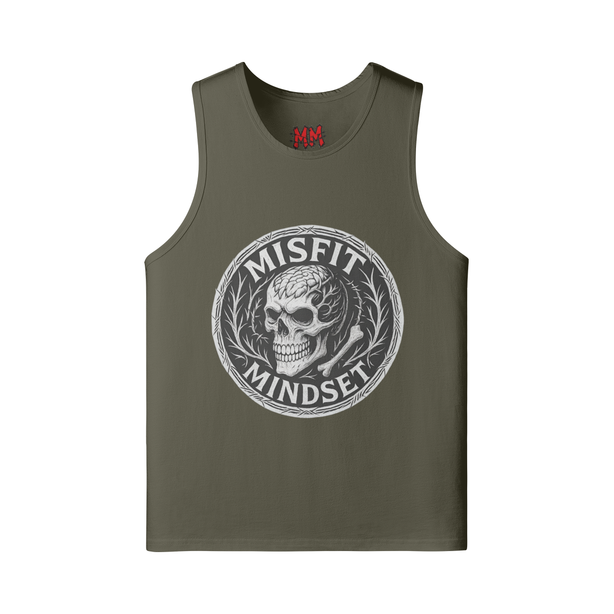 Misfit Mindset Women's Logo Tank Top - Black oversized muscle tank with logo