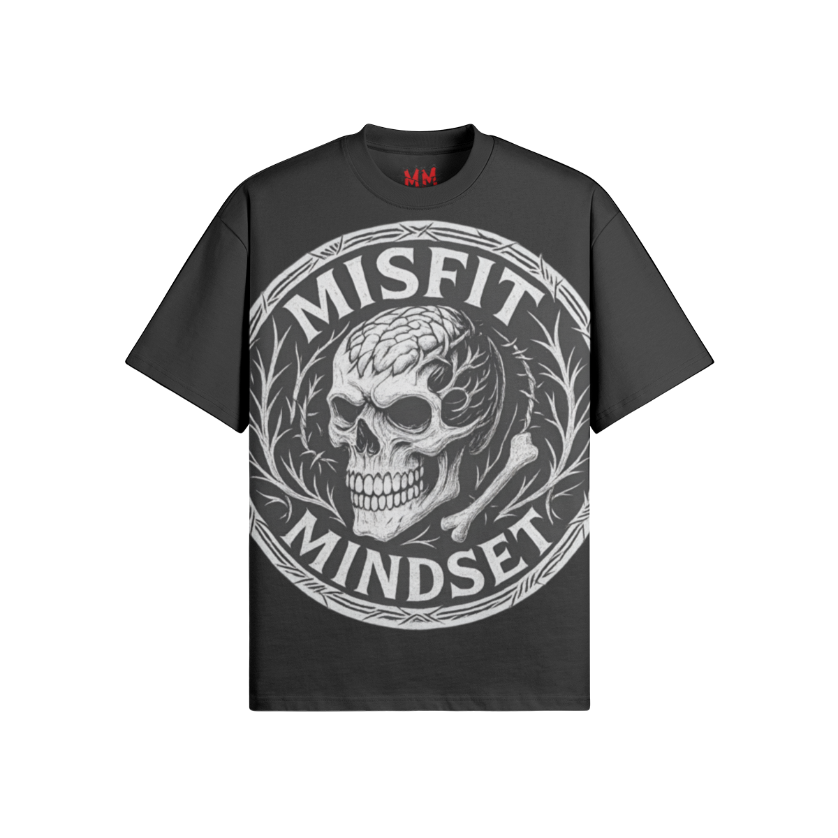 Misfit Mindset Logo Tee - Black oversized cotton t-shirt with logo
