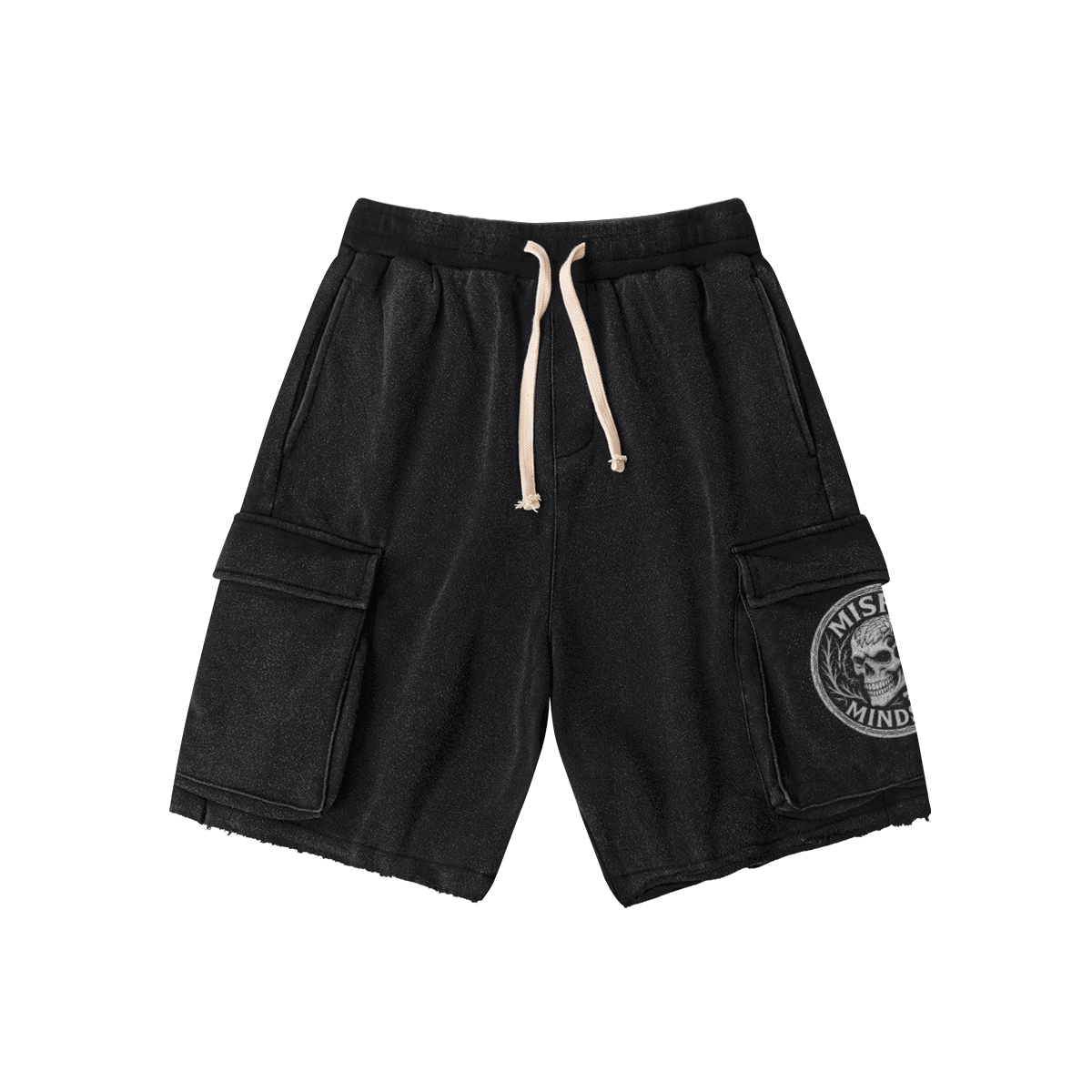 Misfit Mindset Logo Cargo Shorts - Black cargo shorts with logo